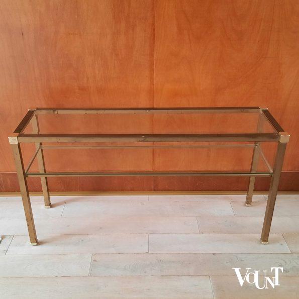 Messing wandtafel / console met glazen bladen, jaren '80