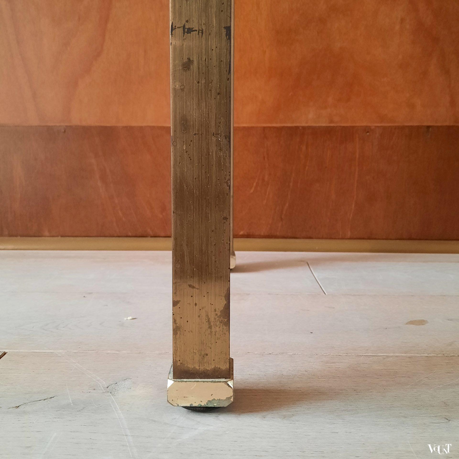 Messing wandtafel / console met glazen bladen, jaren '80