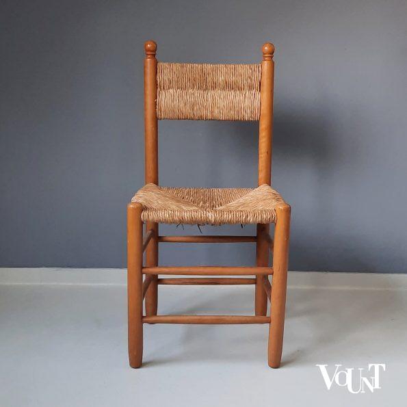 Vintage stoeltje met biezen zitting en rugleuning, jaren '60
