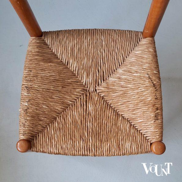 Vintage stoeltje met biezen zitting en rugleuning, jaren '60