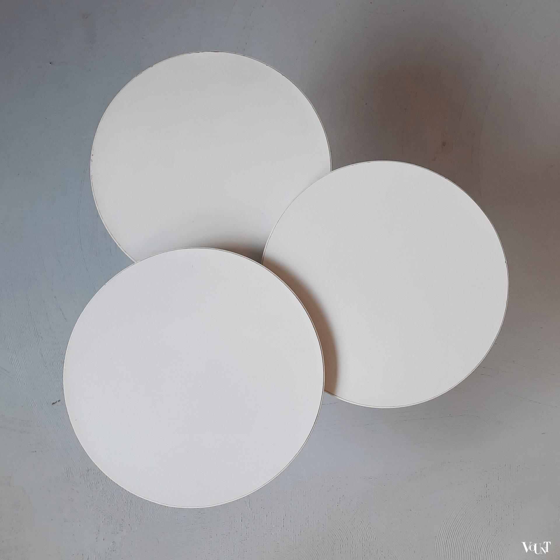 3 ronde bijzettafeltjes, Brabantia Home Steel, jaren '70