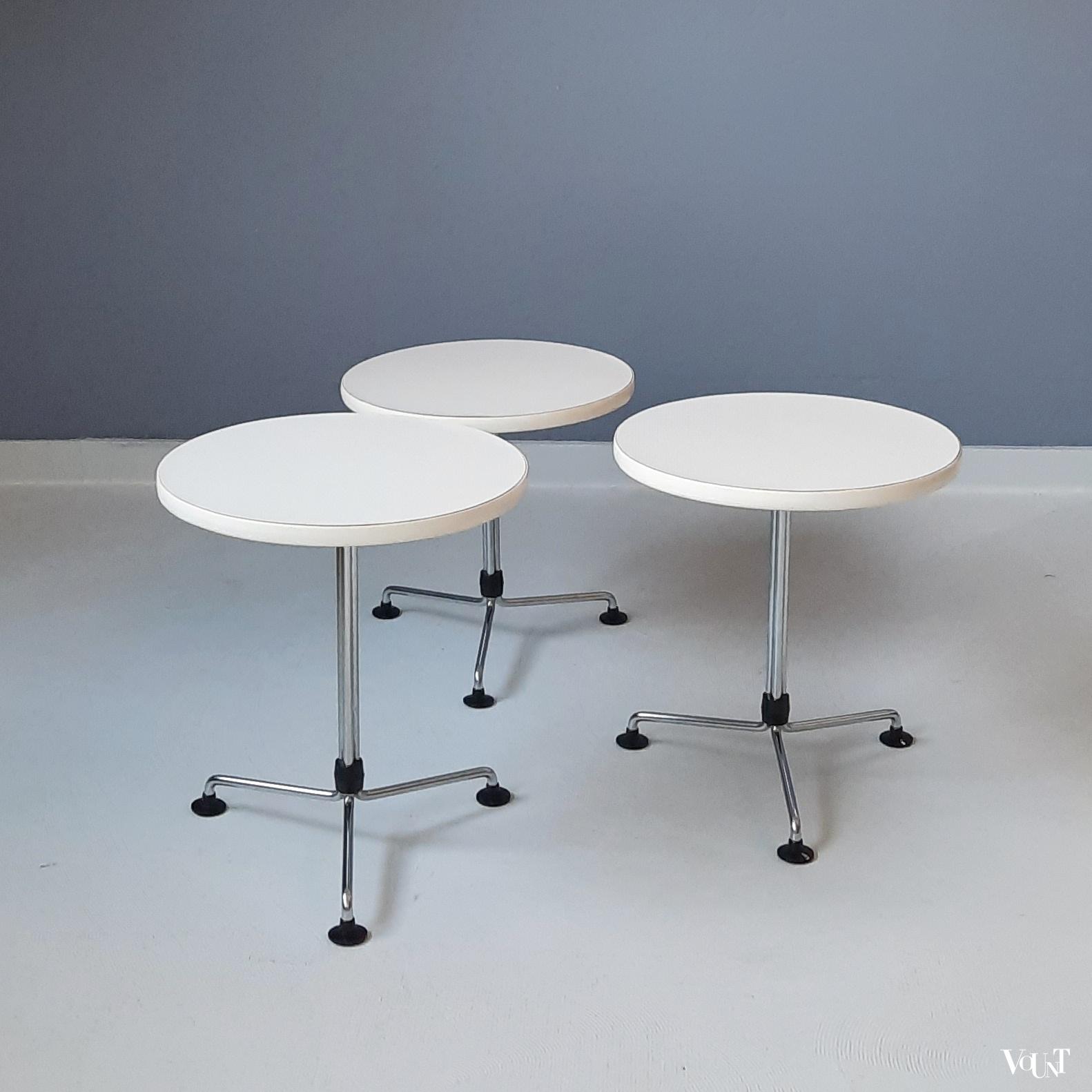 3 ronde bijzettafeltjes, Brabantia Home Steel, jaren '70