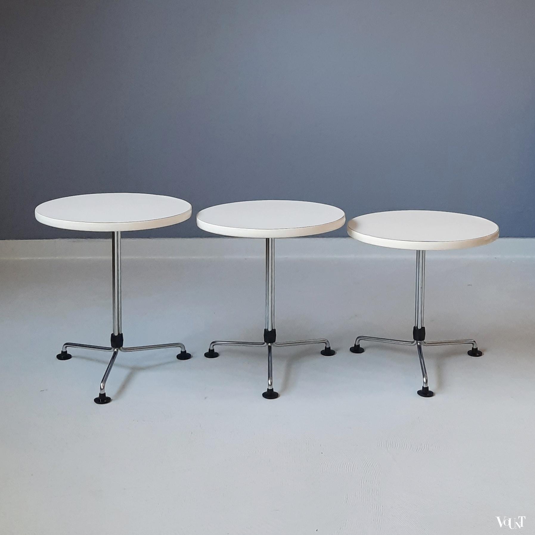 3 ronde bijzettafeltjes, Brabantia Home Steel, jaren '70