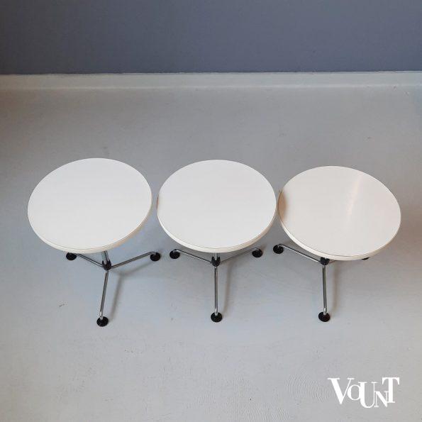 3 ronde bijzettafeltjes, Brabantia Home Steel, jaren '70