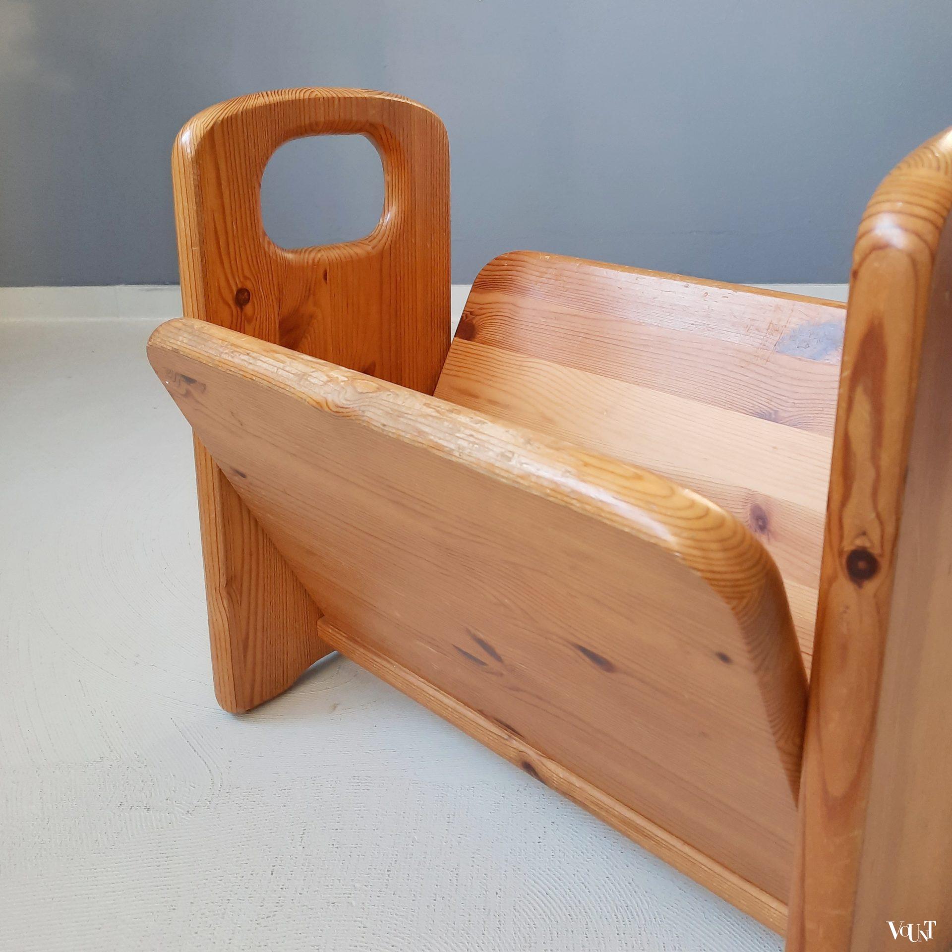 Massief grenen lectuurbak, jaren '60/'70