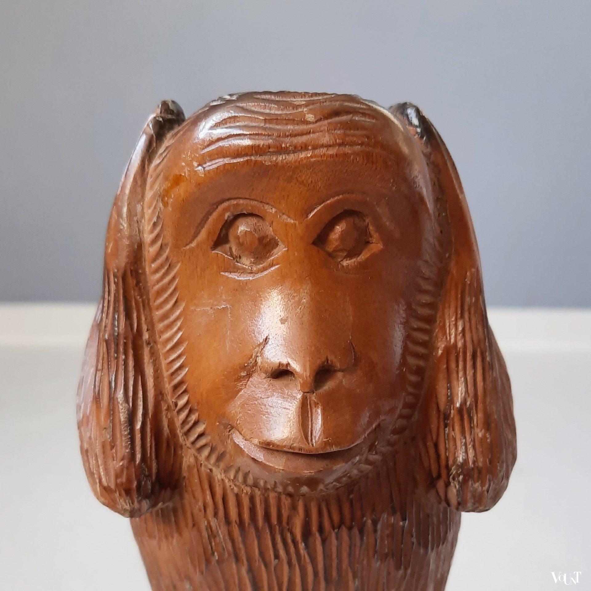 Set van 3 houten apen (horen, zien en zwijgen), 1e helft 20e eeuw