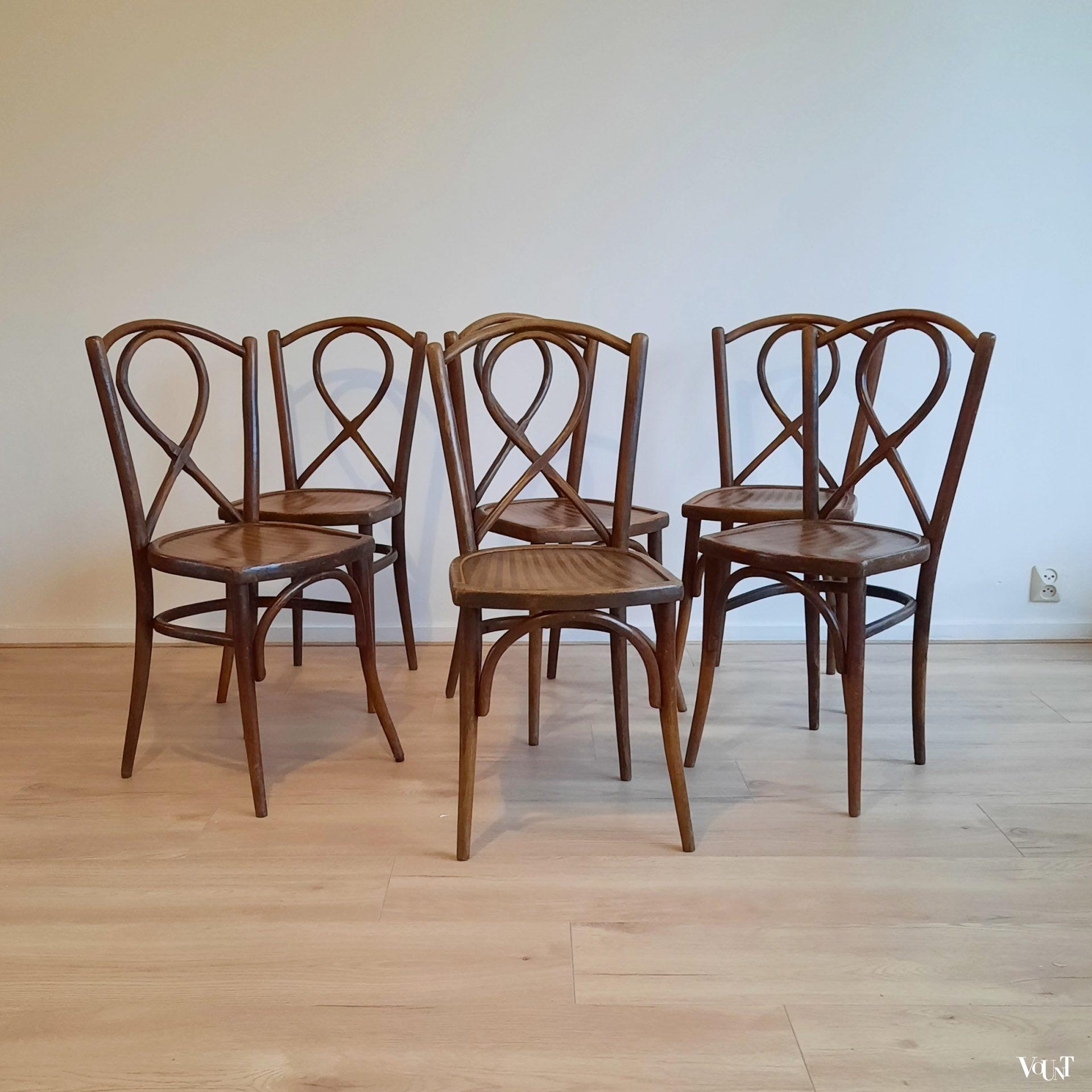 Set van 6 GYF stoelen, Frankrijk, ca. 1930