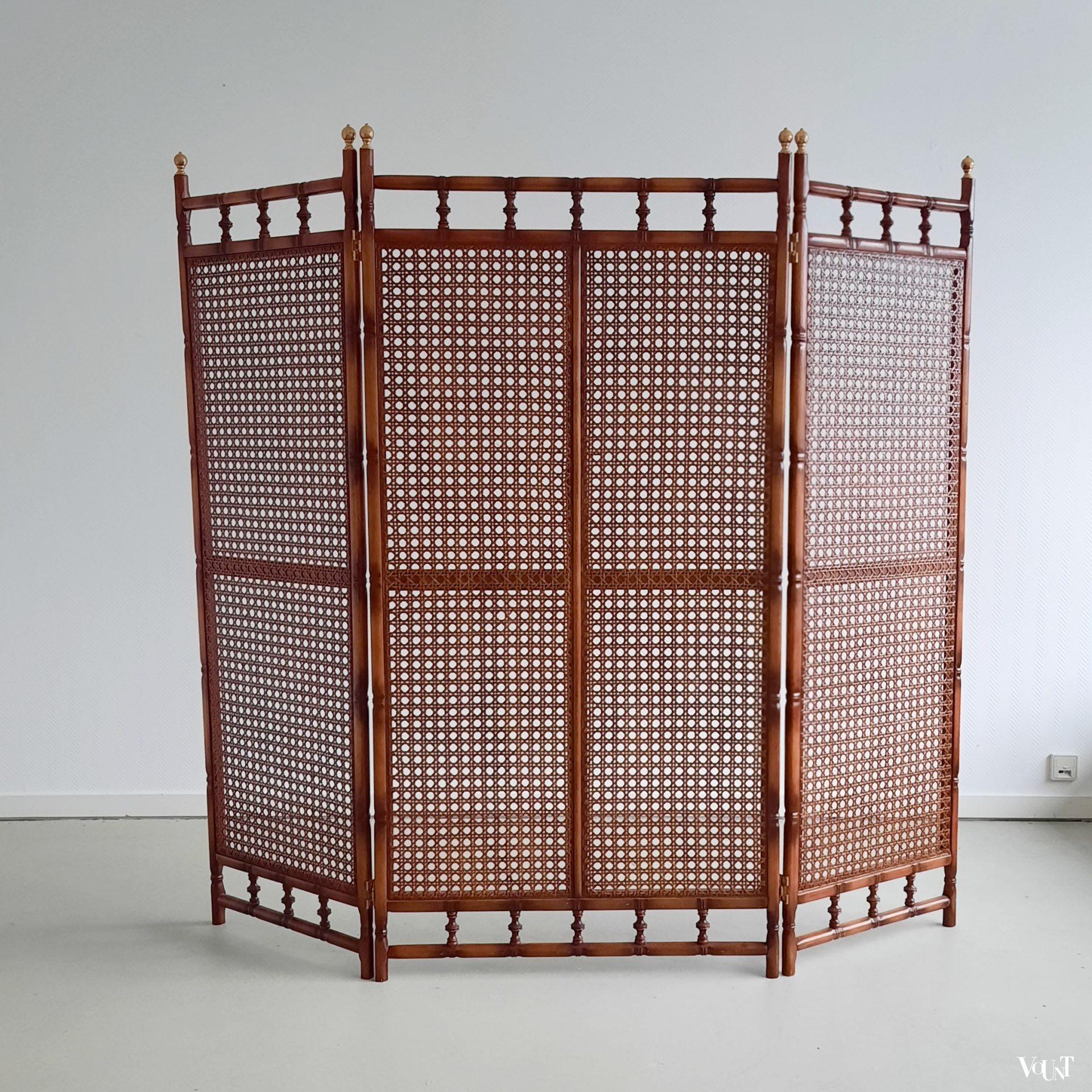 Faux bamboo houten kamerscherm, jaren '70/'80