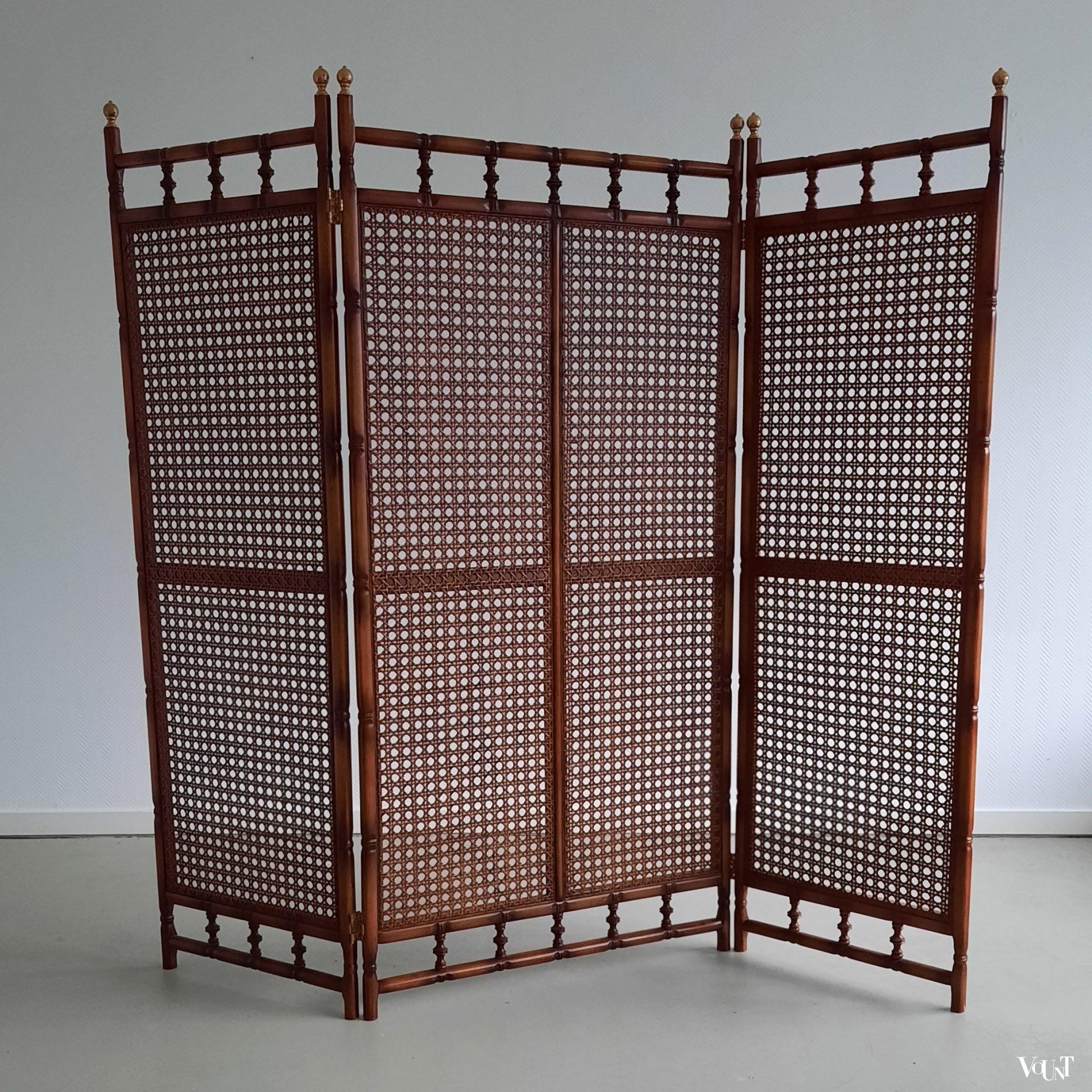 Faux bamboo houten kamerscherm, jaren '70/'80