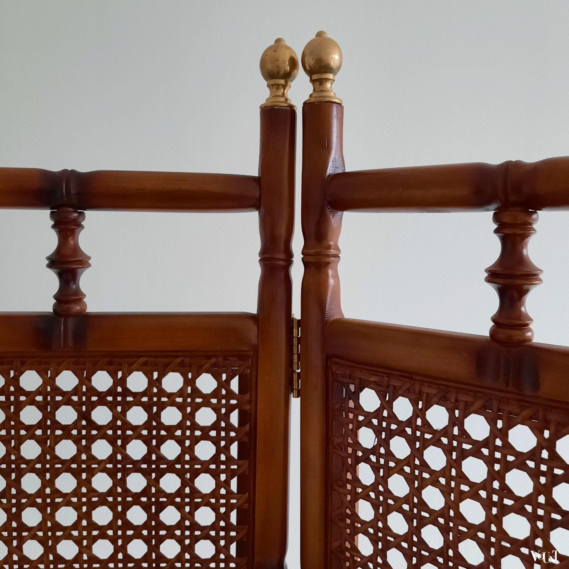 Faux bamboo houten kamerscherm, jaren '70/'80