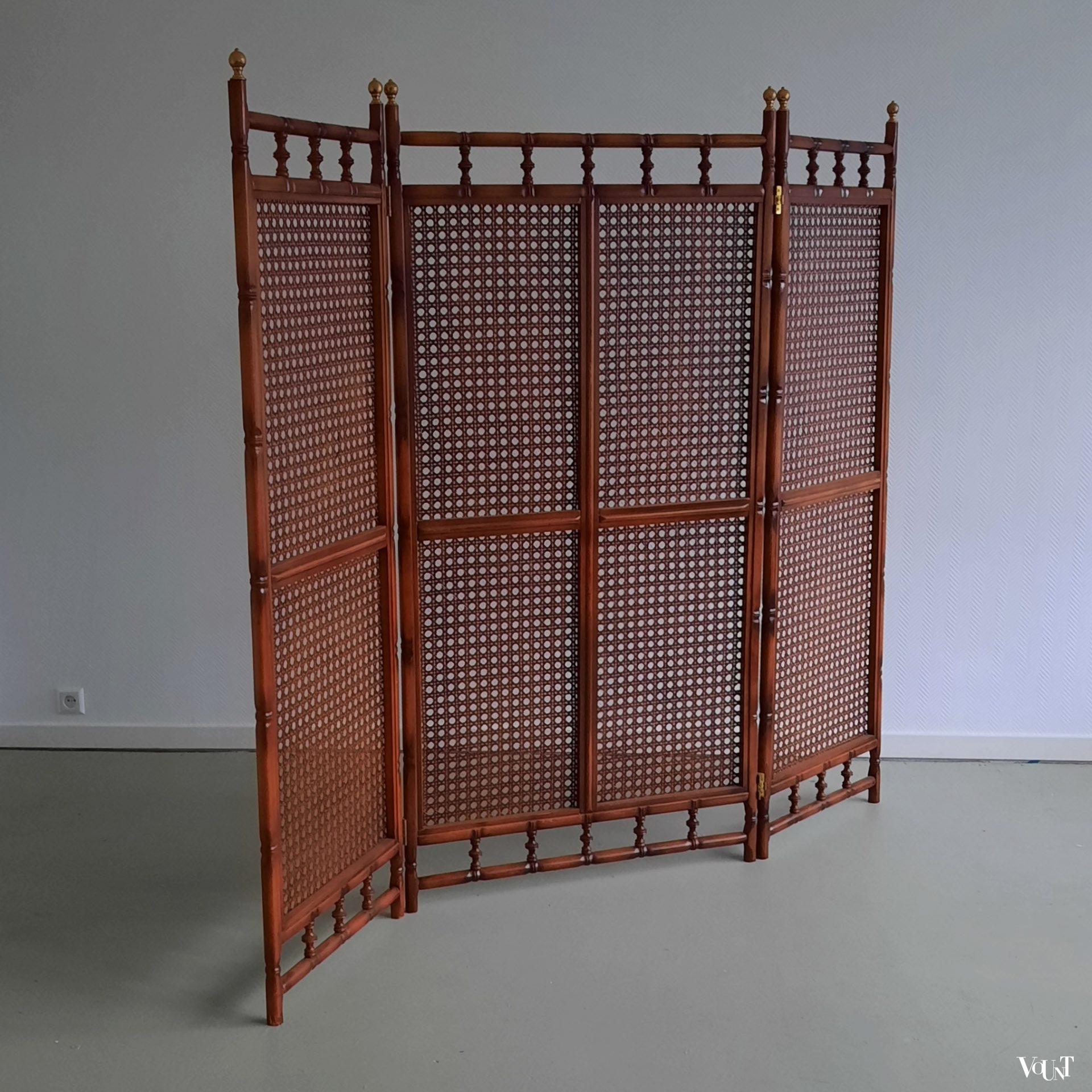 Faux bamboo houten kamerscherm, jaren '70/'80