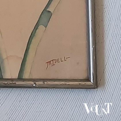 Pastel strelitzia reginae / paradijsvogelbloem, Dell, 1e helft 20e eeuw