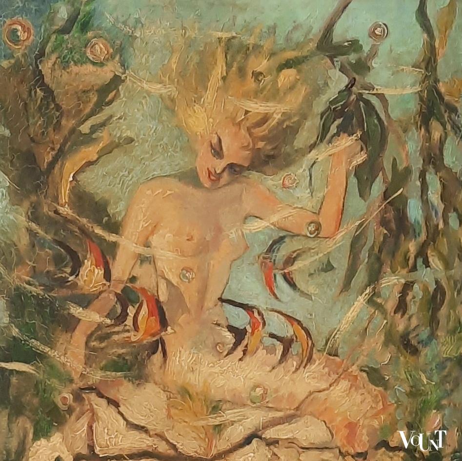 Schilderij zeemeermin, 1e helft 20e eeuw