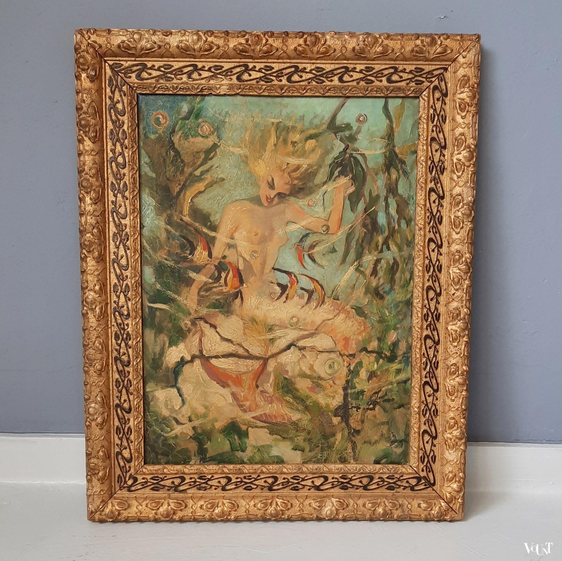 Schilderij zeemeermin, 1e helft 20e eeuw