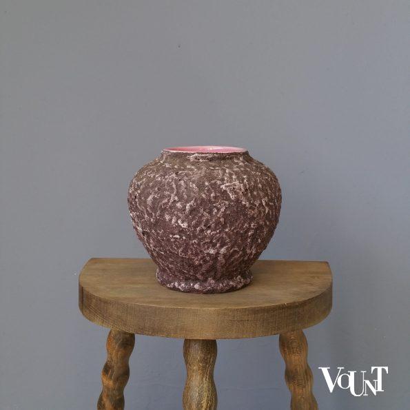 Frans fat lava vaasje zeepaardje, Atelier Lamarche, Vallauris, jaren '50/'60