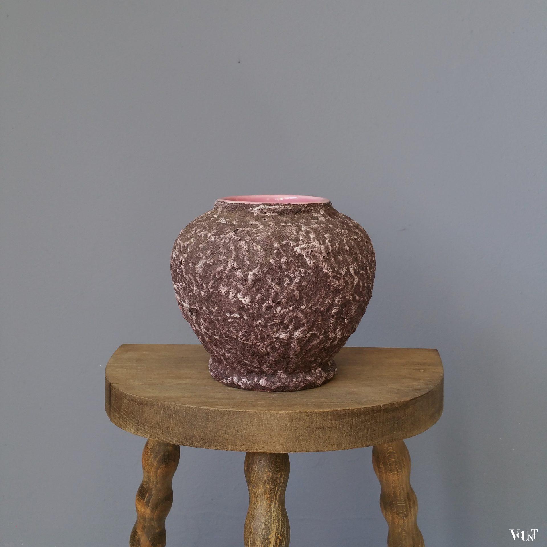 Frans fat lava vaasje zeepaardje, Atelier Lamarche, Vallauris, jaren '50/'60