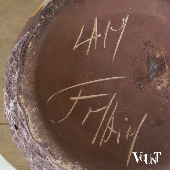 Frans fat lava vaasje zeepaardje, Atelier Lamarche, Vallauris, jaren '50/'60