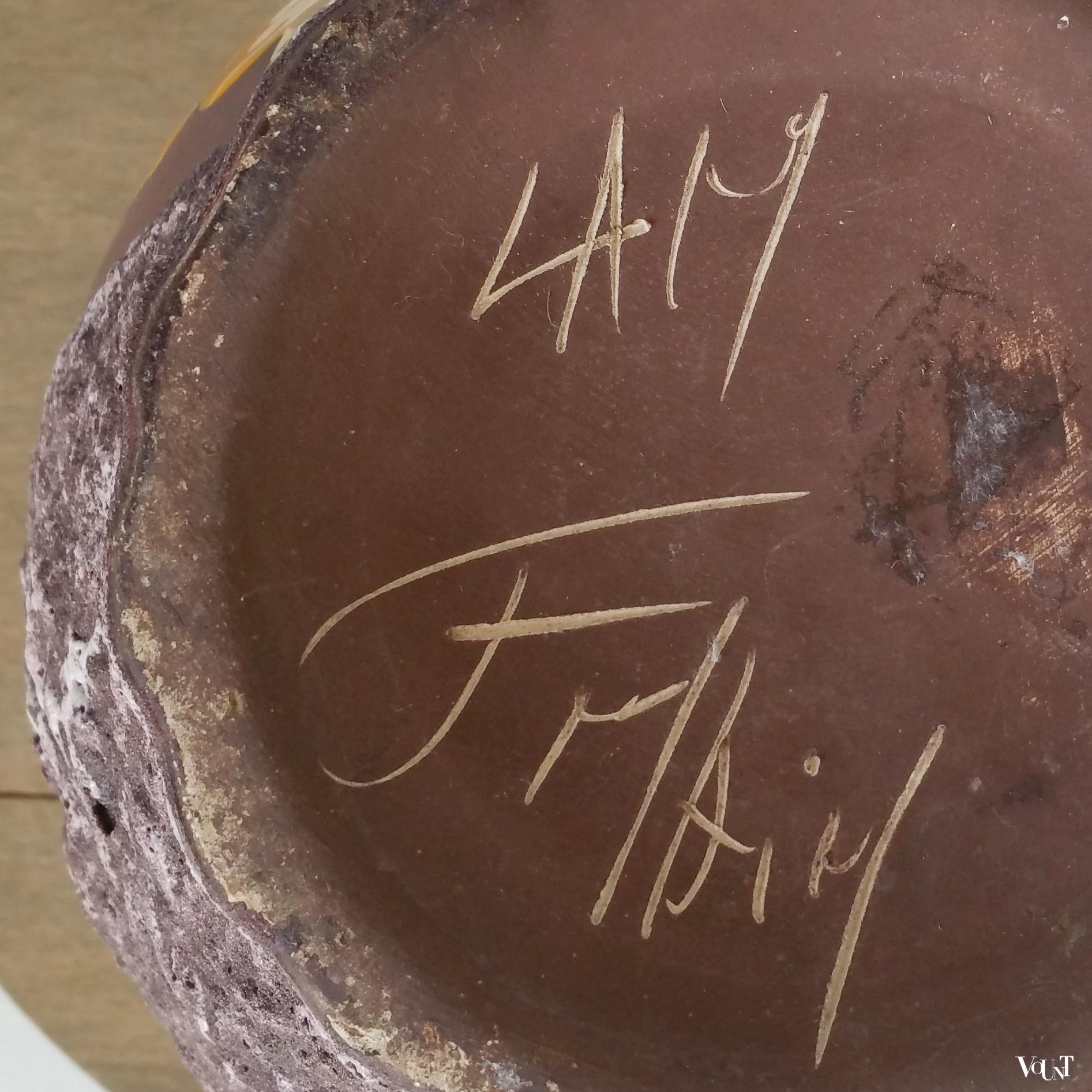 Frans fat lava vaasje zeepaardje, Atelier Lamarche, Vallauris, jaren '50/'60