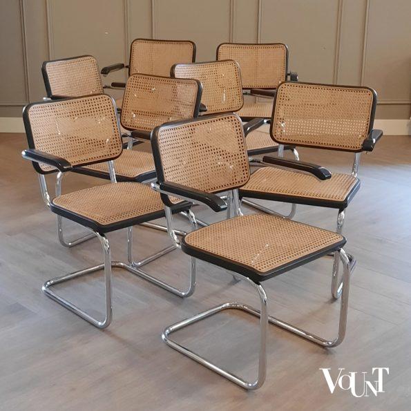 4 of 8 zwarte S64 stoelen, Marcel Breuer voor Thonet, jaren '90
