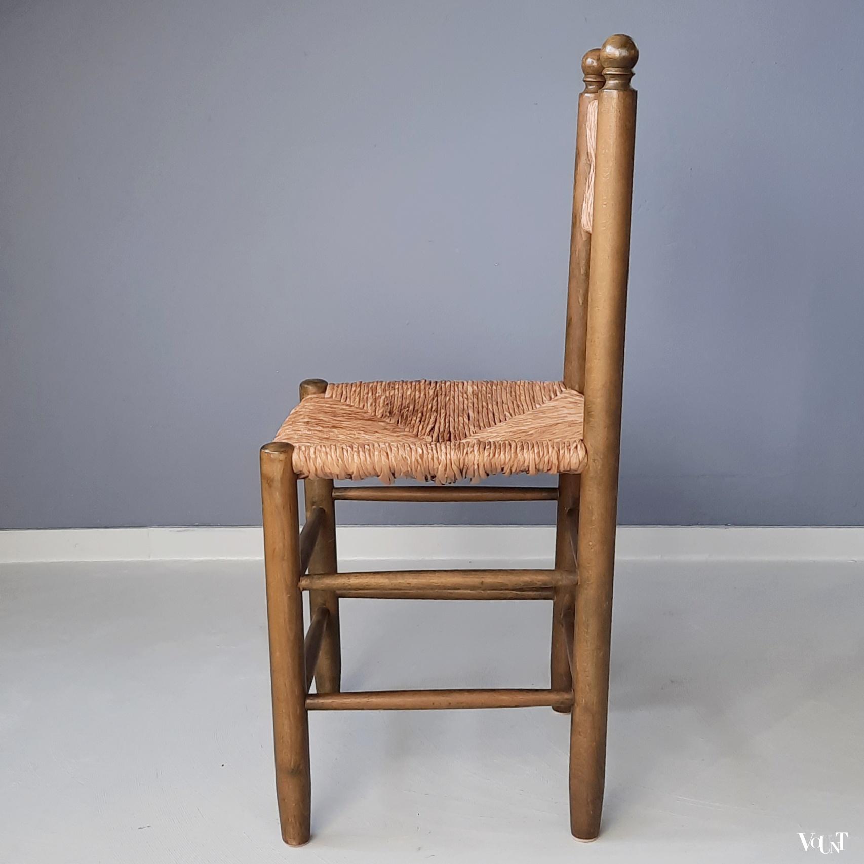 Set van 2 stoeltjes met biezen zitting en rugleuning, jaren '60