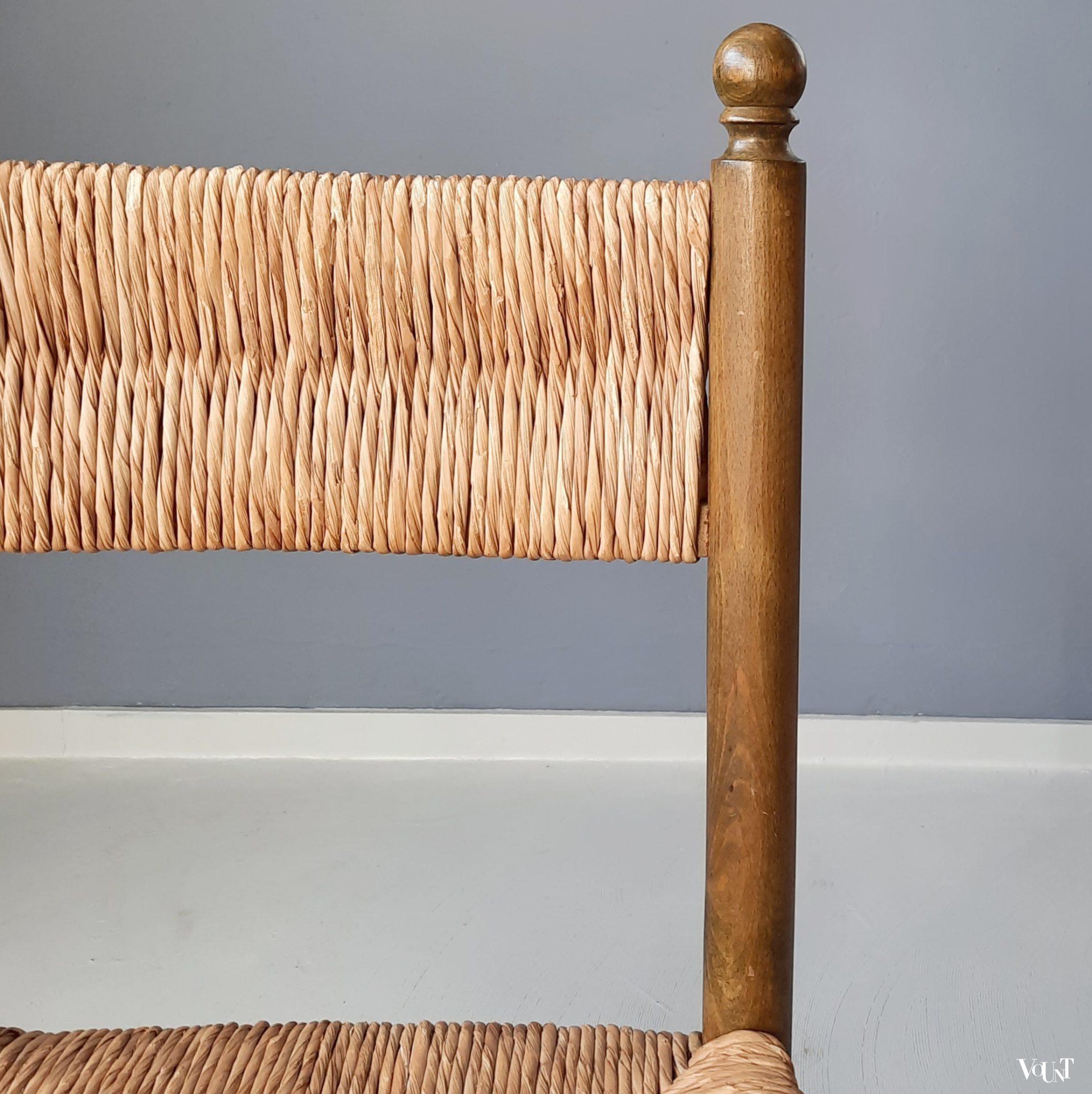 Set van 2 stoeltjes met biezen zitting en rugleuning, jaren '60