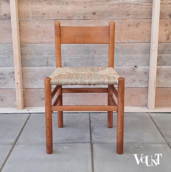 Set van 4 eettafelstoelen met biezen zitting, J.W. van Heuvel voor Ad Vorm, jaren '60