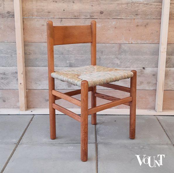 Set van 4 eettafelstoelen met biezen zitting, J.W. van Heuvel voor Ad Vorm, jaren '60