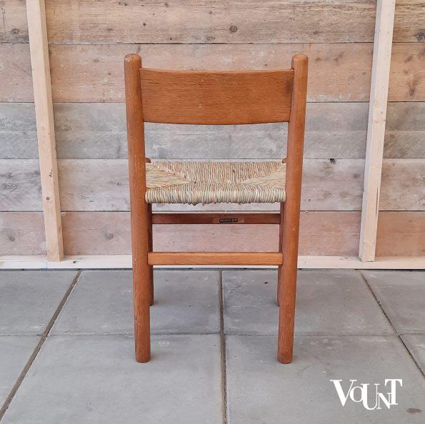 Set van 4 eettafelstoelen met biezen zitting, J.W. van Heuvel voor Ad Vorm, jaren '60