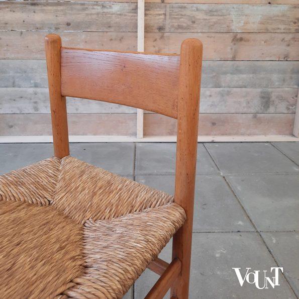 Set van 4 eettafelstoelen met biezen zitting, J.W. van Heuvel voor Ad Vorm, jaren '60
