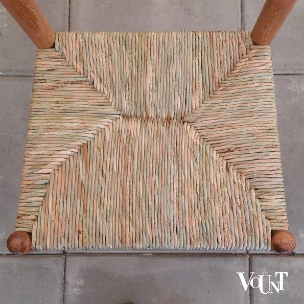Set van 4 eettafelstoelen met biezen zitting, J.W. van Heuvel voor Ad Vorm, jaren '60