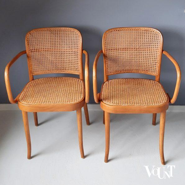 Set van 2 Praag of 811 stoelen, Josef Hoffmann voor Thonet/Ligna, jaren '50
