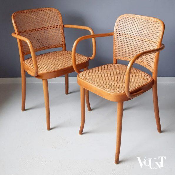Set van 2 Praag of 811 stoelen, Josef Hoffmann voor Thonet/Ligna, jaren '50