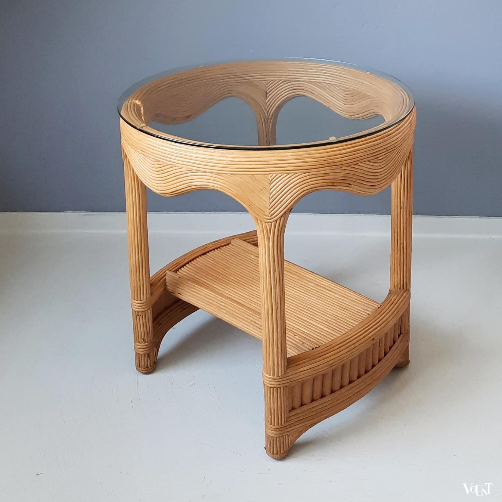 Pencil reed rotan bijzettafel, jaren '70/'80