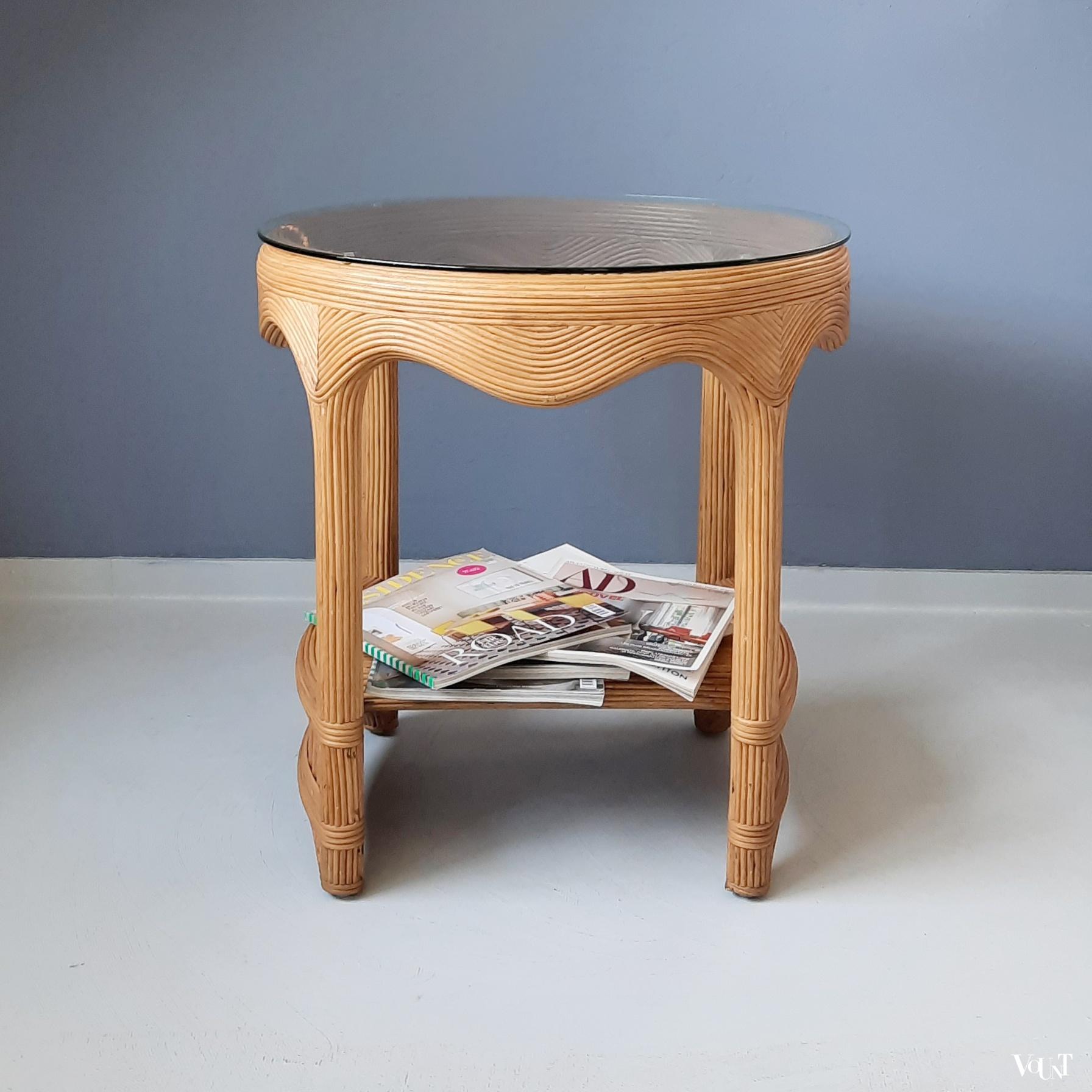 Pencil reed rotan bijzettafel, jaren '70/'80