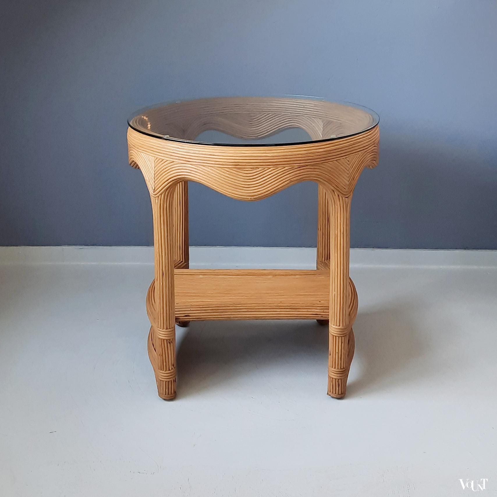 Pencil reed rotan bijzettafel, jaren '70/'80