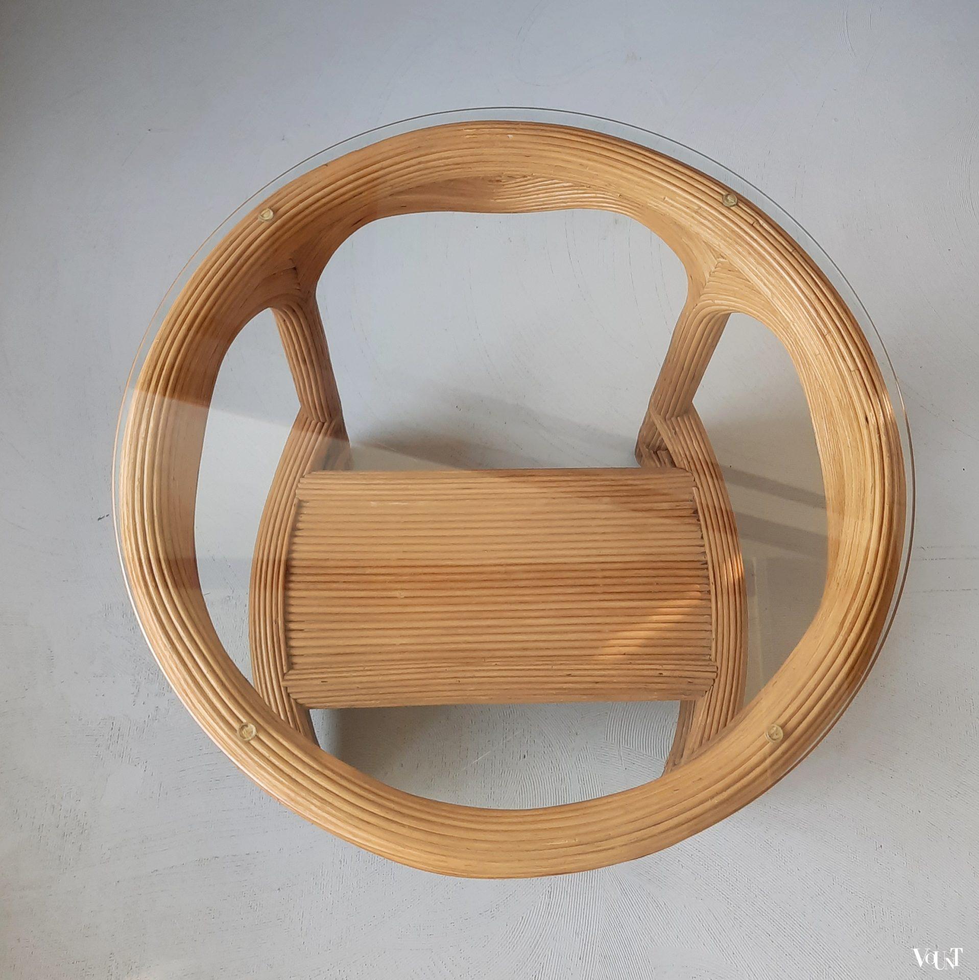 Pencil reed rotan bijzettafel, jaren '70/'80