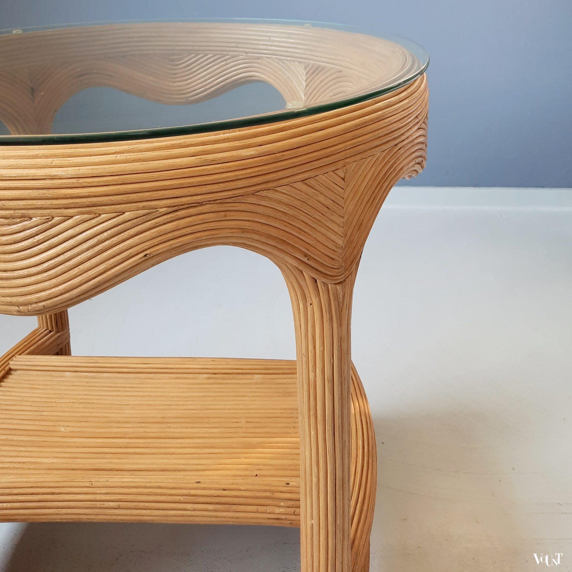 Pencil reed rotan bijzettafel, jaren '70/'80