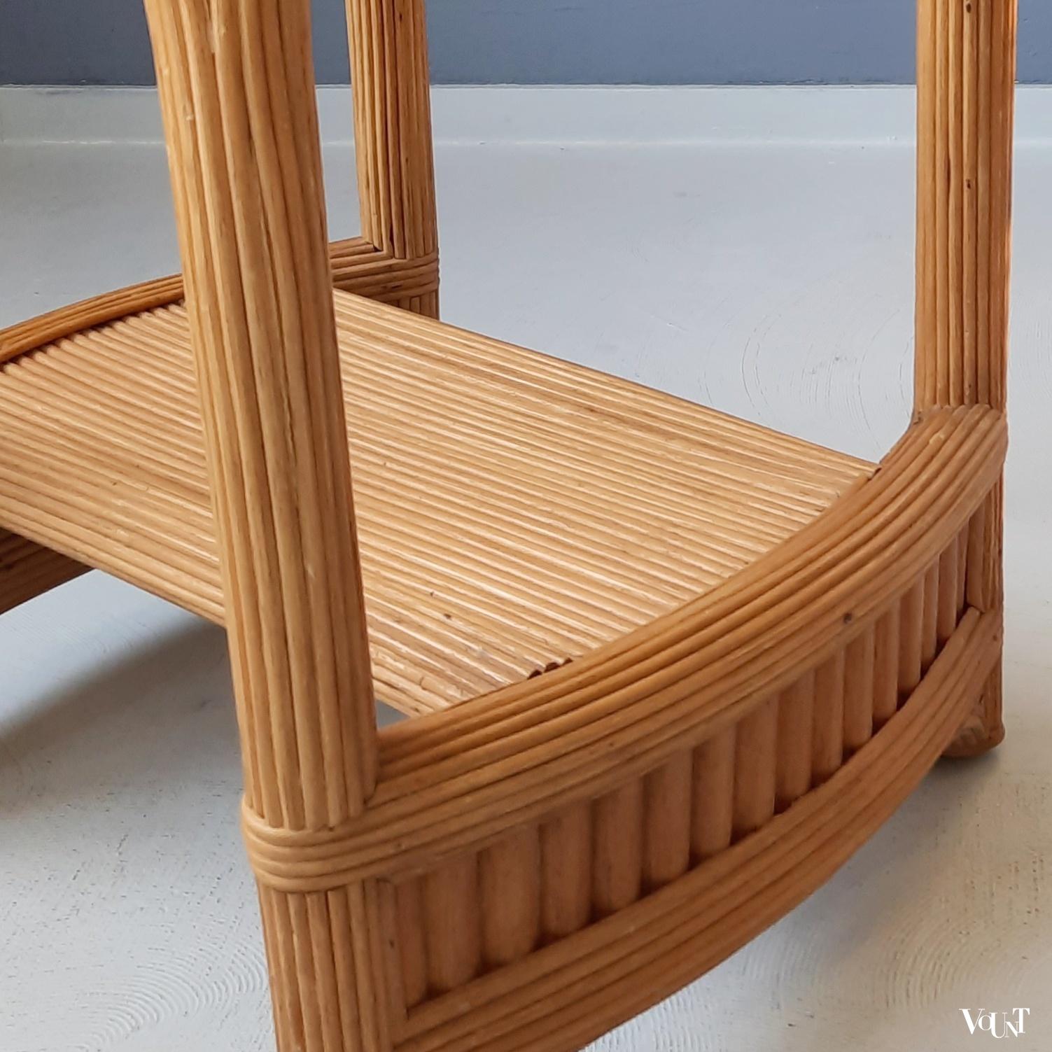 Pencil reed rotan bijzettafel, jaren '70/'80