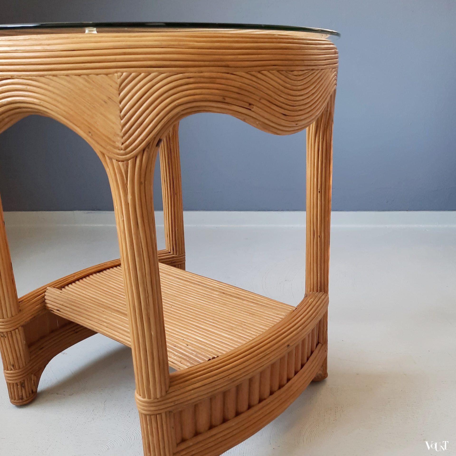 Pencil reed rotan bijzettafel, jaren '70/'80