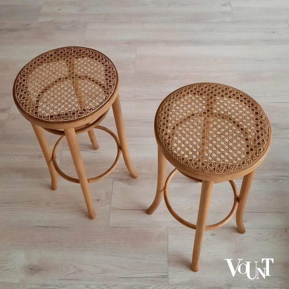 Set van 2 bentwood barkrukken met rotan zitting, jaren '60