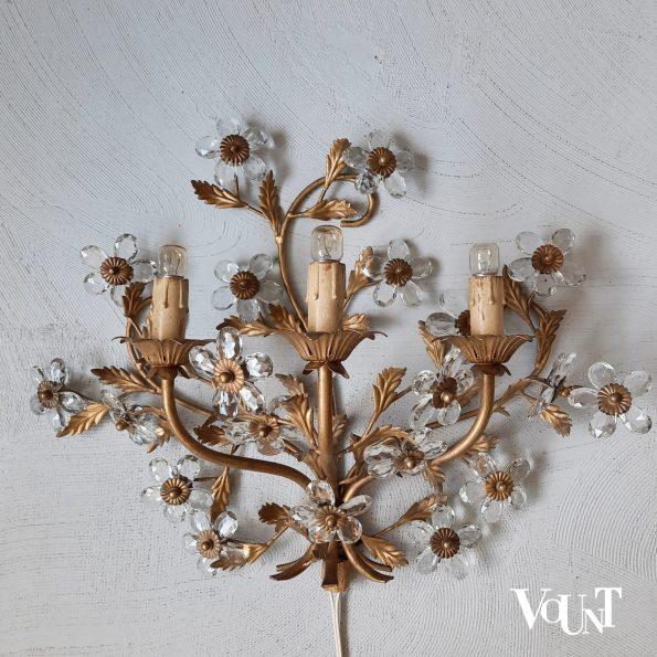 Mid-century wandlamp acanthusbladeren en bloemen