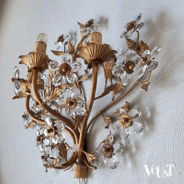 Mid-century wandlamp acanthusbladeren en bloemen