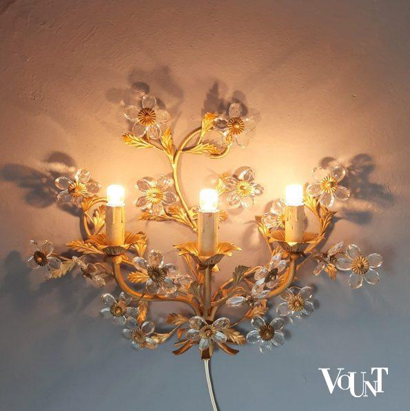 Mid-century wandlamp acanthusbladeren en bloemen