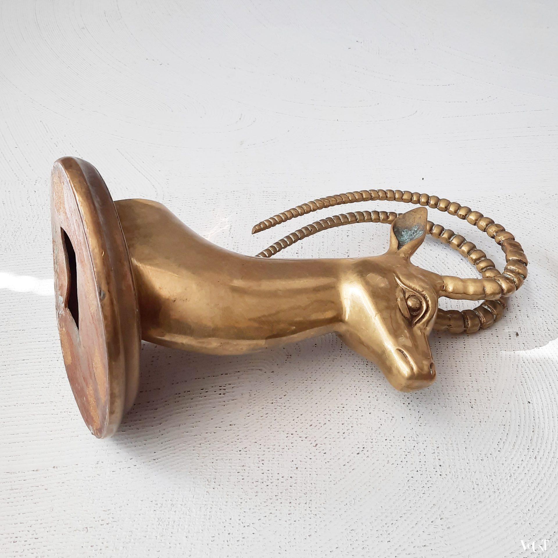 Messing boekensteunen antilopenkoppen, jaren '70