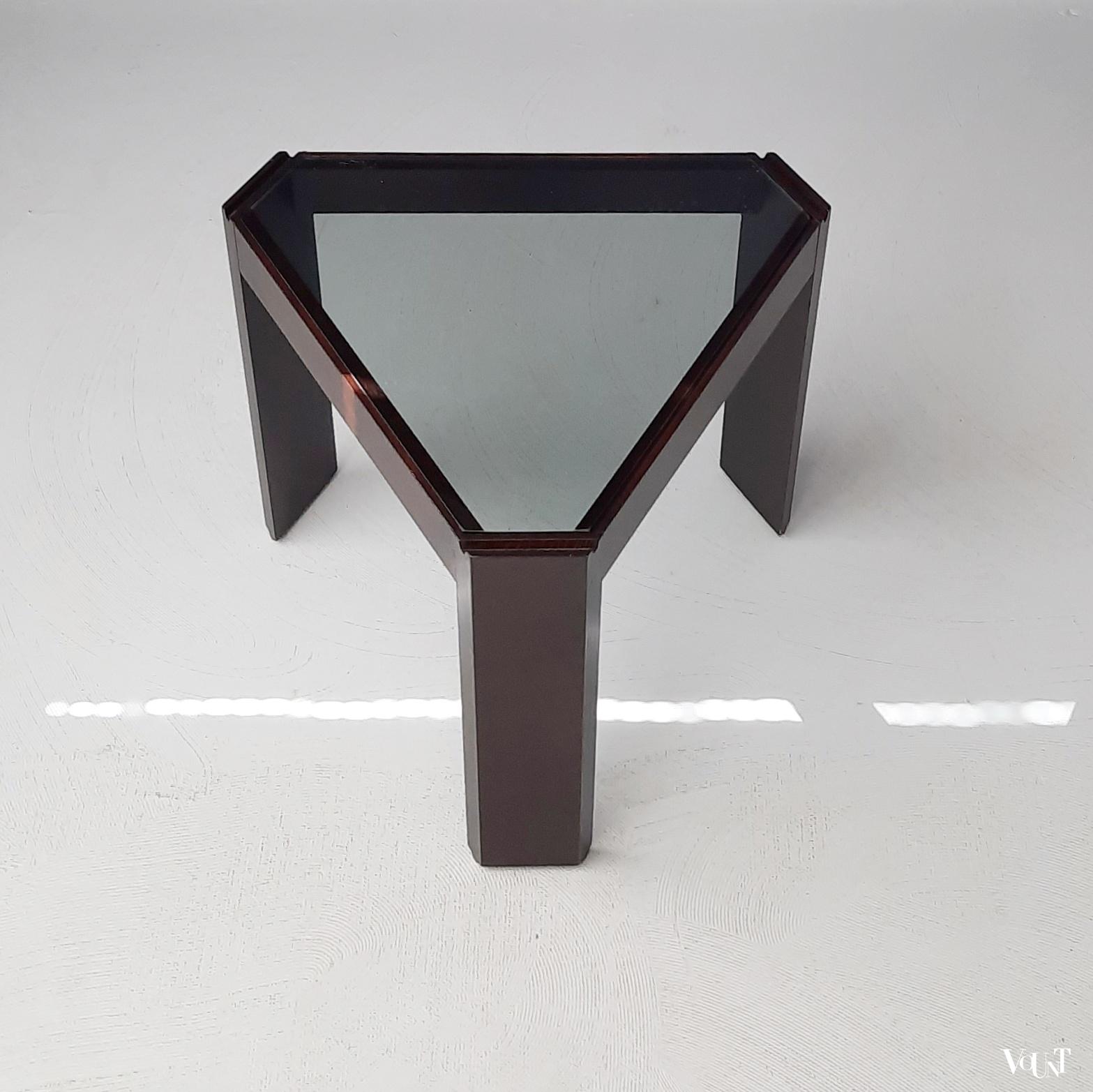 Bijzettafeltje met rookglazen blad, Porada Arredi, jaren '70