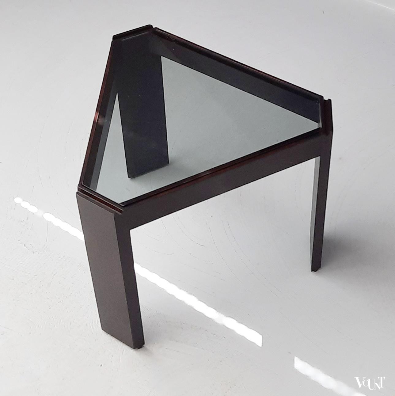 Bijzettafeltje met rookglazen blad, Porada Arredi, jaren '70