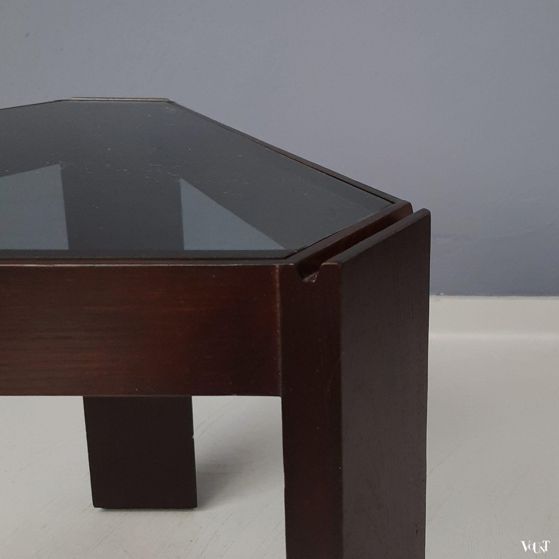 Bijzettafeltje met rookglazen blad, Porada Arredi, jaren '70