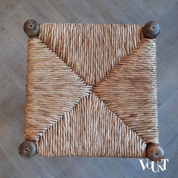 Set van 4 hoge krukken met biezen zitting, jaren '60