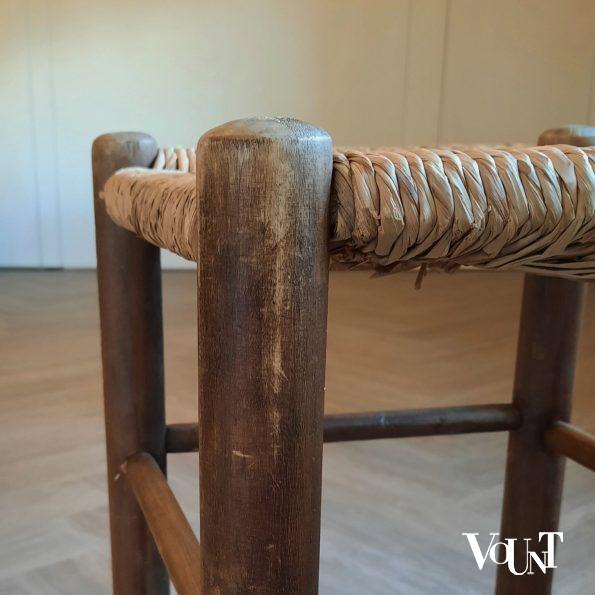 Set van 4 hoge krukken met biezen zitting, jaren '60