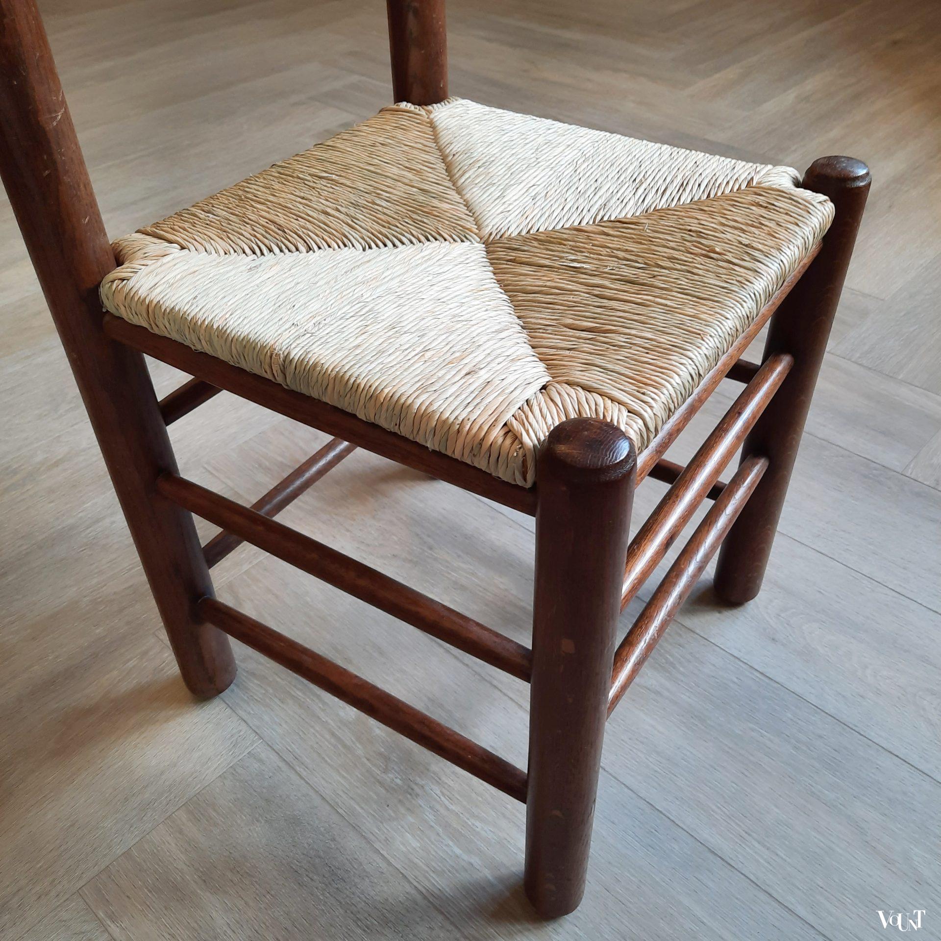 Set van 4 jaren '70 stoelen met nieuwe biezen zitting